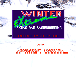 Tommy Moe's Winter Extreme: Skiing & Snowboarding (SNES) screenshot: Title screen