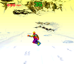 Tommy Moe's Winter Extreme: Skiing & Snowboarding (SNES) screenshot: Small jump