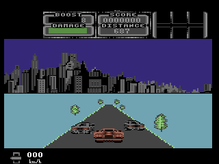 Lamborghini: American Challenge (Commodore 64) screenshot: Race
