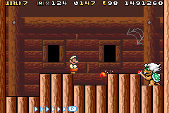Super Mario Advance 4: Super Mario Bros. 3 (Game Boy Advance) screenshot: Fighting against Ludwig Von Koopa.