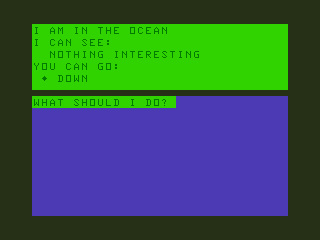 Espionage Island (TRS-80 CoCo) screenshot: Lost in the Ocean