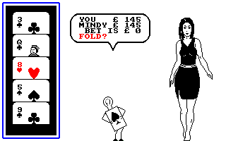 Animated Strip Poker (Amstrad CPC) screenshot: Fold!... Whatever dude.