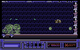 X-Out (Commodore 64) screenshot: Stage 6 Boss - Some sort of giant green angry guinea pig...