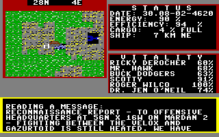 Starflight (Commodore 64) screenshot: Found an ancient message on a planet.