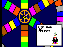 Trivial Pursuit (SEGA Master System) screenshot: Landing in the middle allows the player to select the topic.