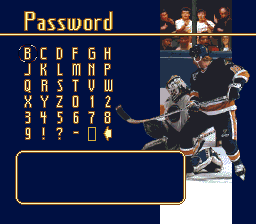 Brett Hull Hockey (SNES) screenshot: Password screen