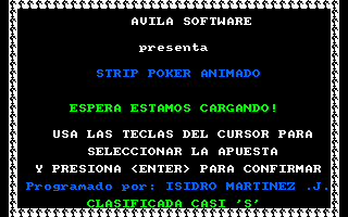 Animated Strip Poker (Amstrad CPC) screenshot: <i>Strip Poker Animado</i><br> Credits (Spanish version).