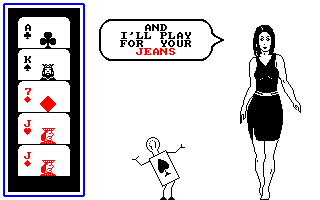 Animated Strip Poker (Amstrad CPC) screenshot: What a naughty girl!