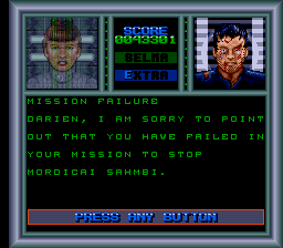 Time Trax (SNES) screenshot: Mission failure