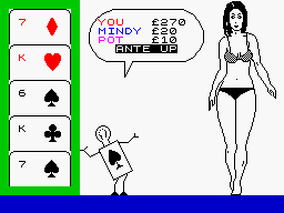 Animated Strip Poker (ZX Spectrum) screenshot: Let's see the menu.