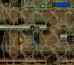 Time Trax (SNES) screenshot: Climbing down a ladder