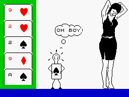 Animated Strip Poker (ZX Spectrum) screenshot: Oh boy - take III