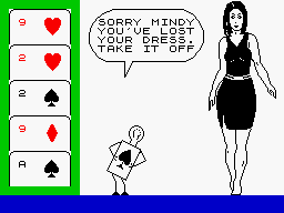Animated Strip Poker (ZX Spectrum) screenshot: Uee!!