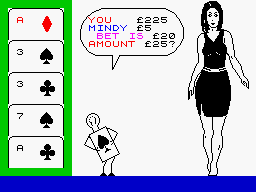 Animated Strip Poker (ZX Spectrum) screenshot: Let's bet.