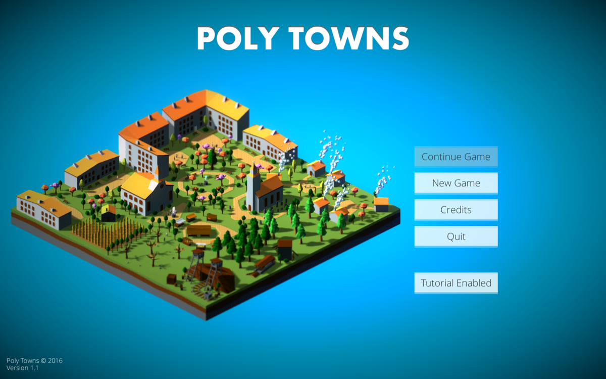 Poly Towns (Windows) screenshot: Main menu