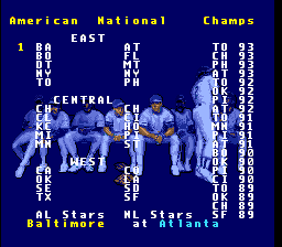 Super R.B.I. Baseball (SNES) screenshot: Team select