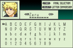 Zoids: Legacy (Game Boy Advance) screenshot: Entering name