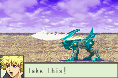 Zoids: Legacy (Game Boy Advance) screenshot: Eat my flaming blade!