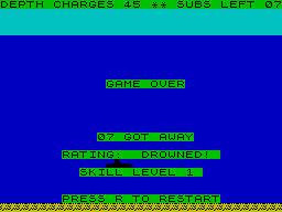 Sub Chase (ZX Spectrum) screenshot: Game over
