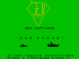 Sub Chase (ZX Spectrum) screenshot: Title screen