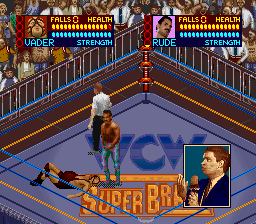 WCW SuperBrawl Wrestling (SNES) screenshot: On the ground