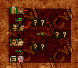 WCW SuperBrawl Wrestling (SNES) screenshot: A tag team tournament tree