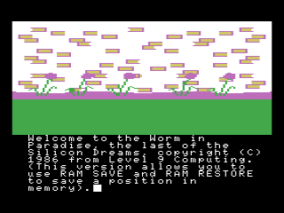 The Worm in Paradise (MSX) screenshot: start of game