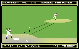 Dave Winfield's Batter Up! (Commodore 64) screenshot: Time to hit...