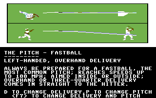 Dave Winfield's Batter Up! (Commodore 64) screenshot: Pitch lesson