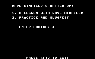 Dave Winfield's Batter Up! (Commodore 64) screenshot: Main menu