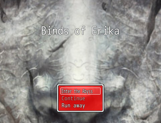 Binds of Erika (Windows) screenshot: Title screen with main menu