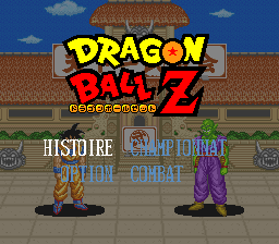 Dragon Ball Z: Super Butōden (SNES) screenshot: Main menu (French).