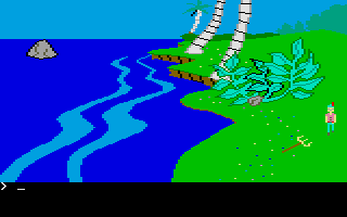 King's Quest II: Romancing the Throne (Atari ST) screenshot: A trident is on the ground.