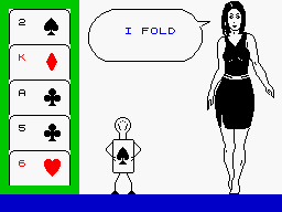 Animated Strip Poker (ZX Spectrum) screenshot: Muah! She pissed on her pants!