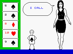 Animated Strip Poker (ZX Spectrum) screenshot: She just called... to say...