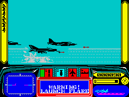 Harrier 7 (ZX Spectrum) screenshot: 2 relentlessly MIGs chasing me and launching missiles.