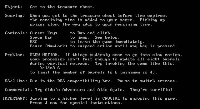 Screenshot of Aldo's Assault (DOS, 1991) - MobyGames