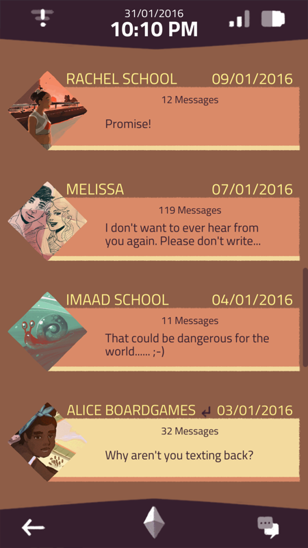 A Normal Lost Phone (Android) screenshot: Browsing through the messages on the phone