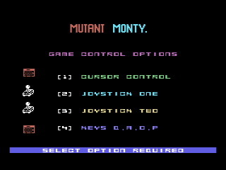 Mutant Monty (MSX) screenshot: Control options