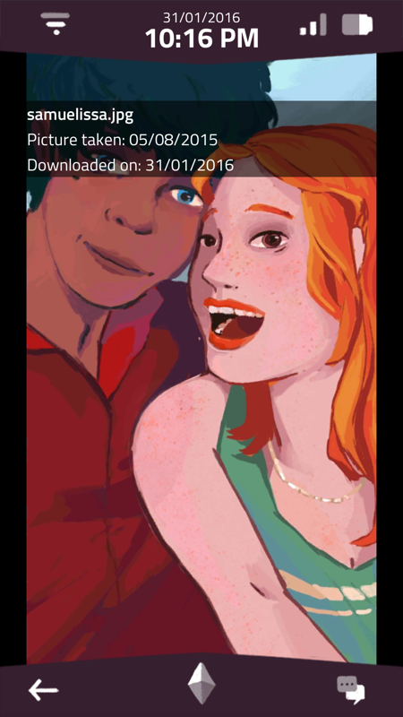 A Normal Lost Phone (Android) screenshot: There is a picture of Sam and his girlfriend