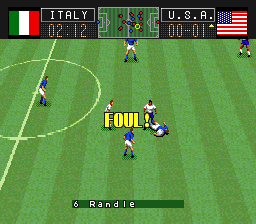 Capcom's Soccer Shootout (SNES) screenshot: Foul