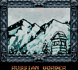Indiana Jones and the Infernal Machine (Game Boy Color) screenshot: Level 3 - Intro screen - Russian Border