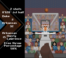 NCAA Final Four Basketball (SNES) screenshot: Free throw view