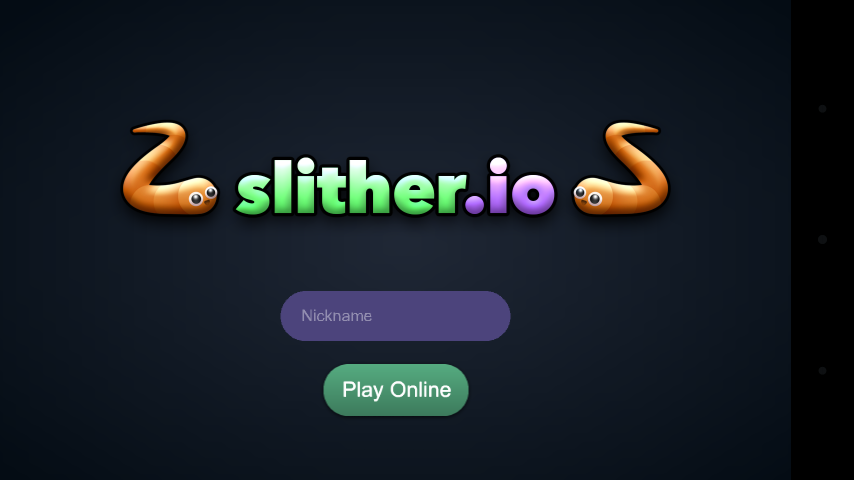 slither.io (Android) screenshot: Title screen where you can enter a nickname