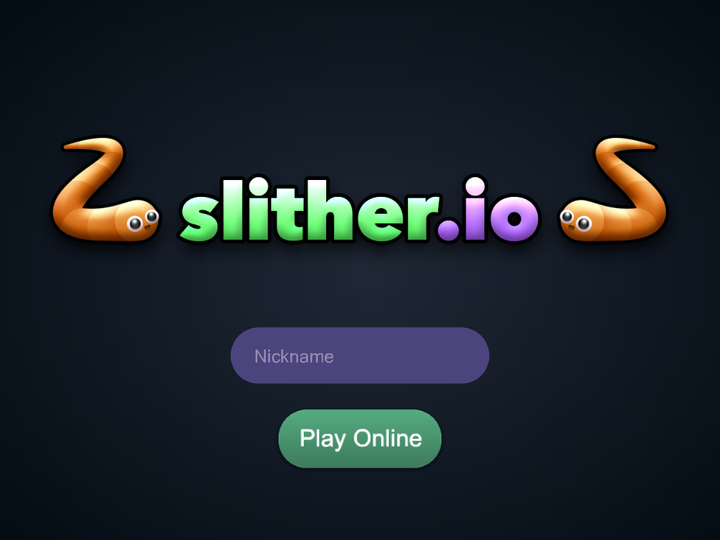 slither.io (iPad) screenshot: Title screen where you can create a nickname
