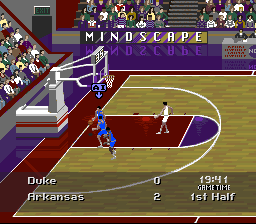 NCAA Final Four Basketball (SNES) screenshot: The score appears after every basket