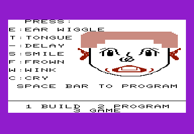 FaceMaker (VIC-20) screenshot: You can program your face to perform some actions