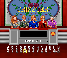 Family Feud (SNES) screenshot: Choosing a family name.