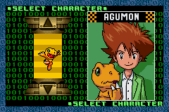 Digimon: Battle Spirit (Game Boy Advance) screenshot: Choosing Agumon.