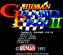 F1 Pole Position 2 (SNES) screenshot: Human Grand Prix II title screen.